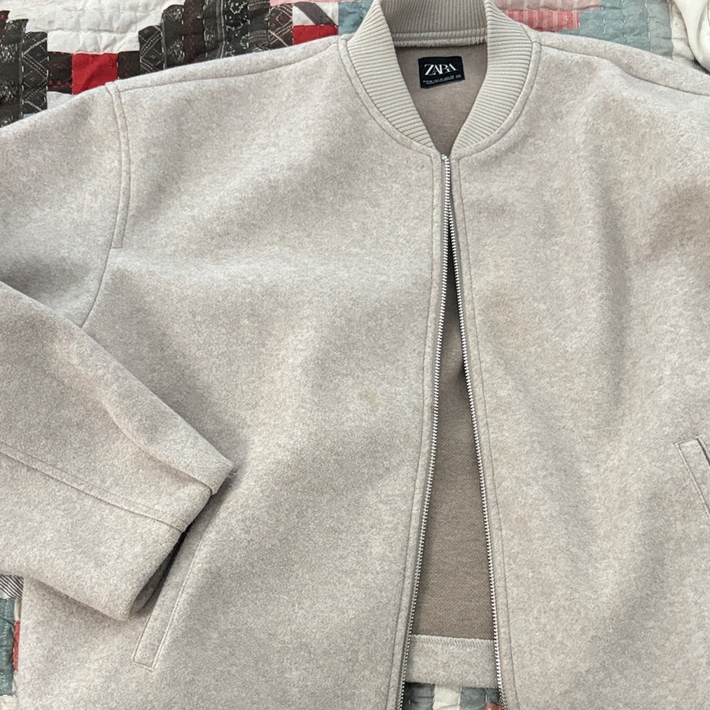 Zara Light Cream Bomber Jacket